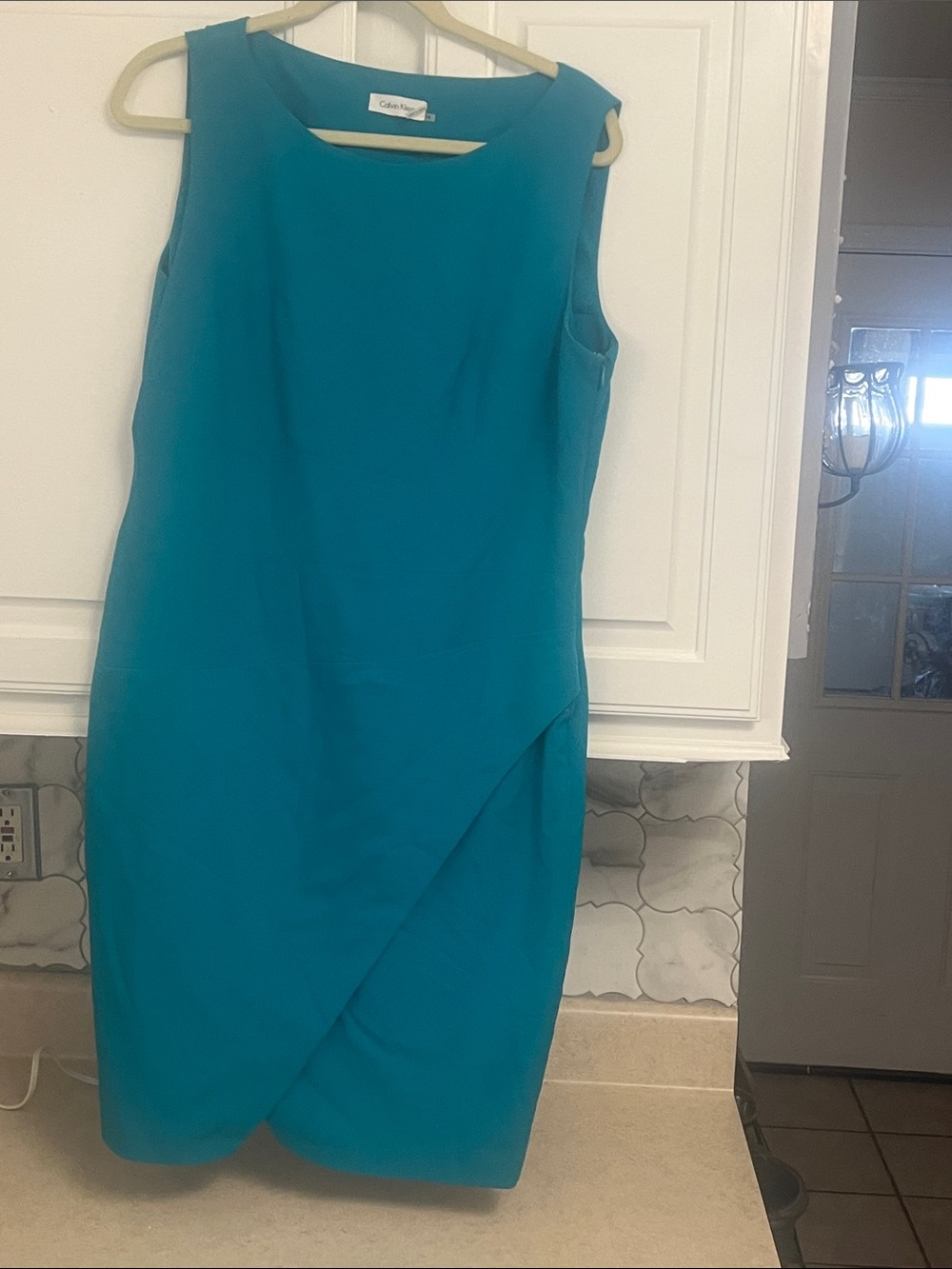 Calvin Klein Teal Sleeveless Tulip Sheath Dress